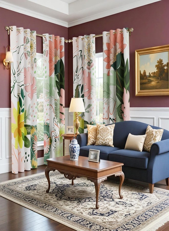 BCLBUSTE White Boho Floral 95% Blackout Curtains 84 inch Long 2 Panels for Bedroom Living Room, Vintage Farmhouse Room darkening Curtains Mid Century Botanical Print Patterned Black Out Grommet Drapes,52Wx84L - Image 5